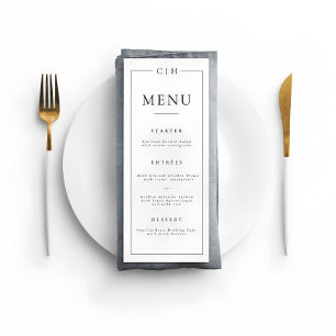 Minimalist Black & White Elegant Wedding Menu