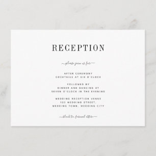 Minimalist Black & White Elegant Wedding Reception Enclosure Card