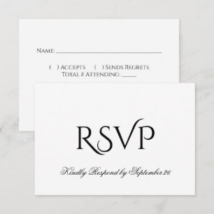 Minimalist Black & White Elegant Wedding RSVP Card