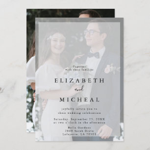 Minimalist Black & White Faux Vellum Photo Wedding Invitation