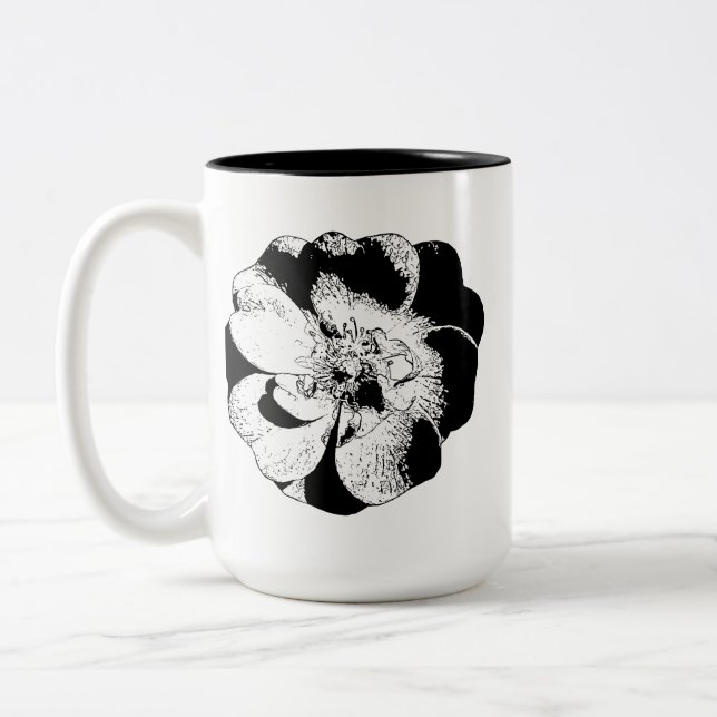 Minimalist Black & White Floral Mug (Left)