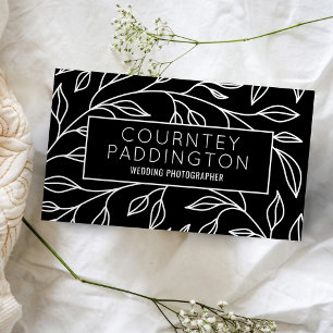 Minimalist Black & White Floral Professional Salon Business Card