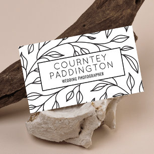 Minimalist Black & White Floral Professional Salon Business Card