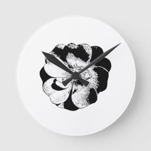 Minimalist Black & White Floral Wall Clock