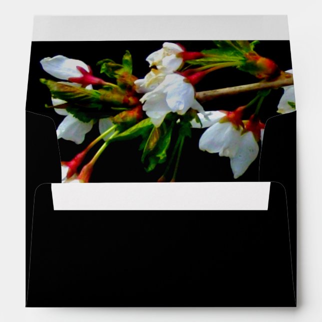 Minimalist Black White flowering Cherry Blossom Envelopes (Back (Bottom))