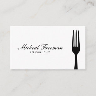 Minimalist Black & White Fork Personal Chef Business Card
