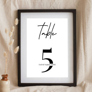Minimalist Black & White Function Table Number