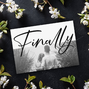 Minimalist Black & White Funny Finally Quote Photo Save The Date