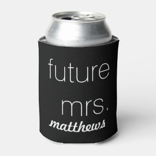 Minimalist Black & White Future Mrs. Wedding Can Cooler