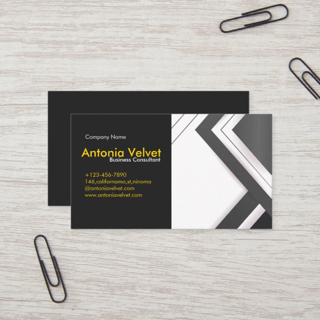 Minimalist Black & White Geometric Business Card (Front/Back In Situ)