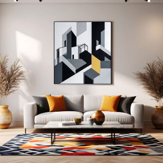 Minimalist Black White Geometric Canvas Print