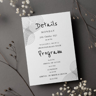 Minimalist black white geometric Details Program Invitation
