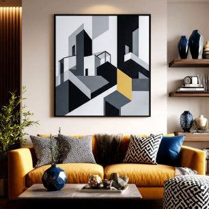 Minimalist Black White Geometric Poster