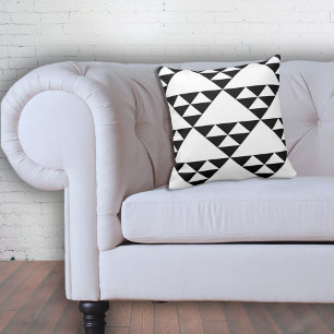 Minimalist Black & White Geometric Triangles Cushion