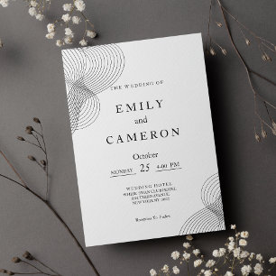 Minimalist black white geometric Wedding Invitation