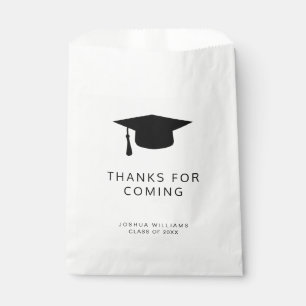 Minimalist Black White Graduation Cap Thank You Favour Bags