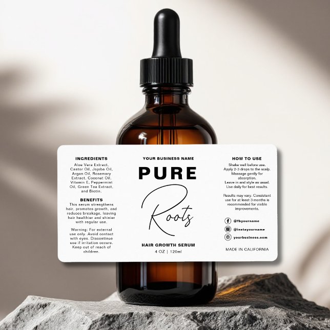 Minimalist Black & White Hair Oil Dropper Bottle (Creator Uploaded)