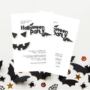 Minimalist Black & White Halloween Party Invitation