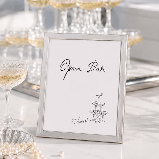 Minimalist Black & White Hand Drawn Open Bar Sign (Minimalist Black & White Hand Drawn Open Bar Sign)
