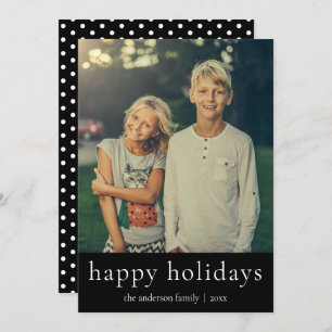 Minimalist Black & White Happy Holidays Cool Holiday Card
