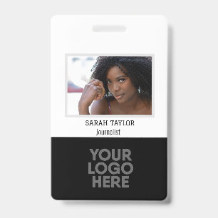 Minimalist Black White ID Card Company Employee Badge