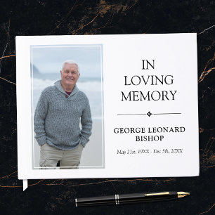 Minimalist Black & White In Loving Memory Photo Guest Book
