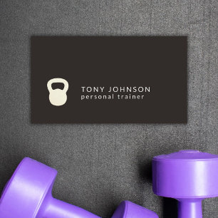 Minimalist Black White Kettlebell Personal Traine Business Card