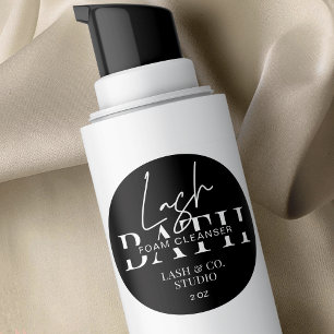 Minimalist Black & White Lash Extensions Cleanser Classic Round Sticker