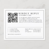 Minimalist Black & White Leaf Modern QR Code RSVP