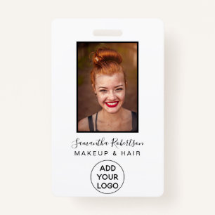 Minimalist black white logo employee photo pass ID badge