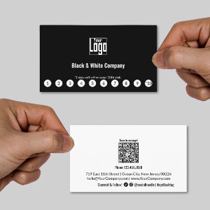Minimalist Black & White Logo Social Media QR Code Loyalty Card