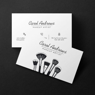 Minimalist Black, White Makeup Artist Lashes Brows Business Card