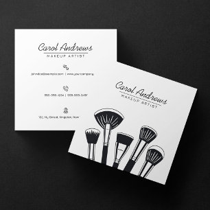 Minimalist Black, White Makeup Artist Lashes Brows Square Business Card