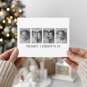 Minimalist Black & White Merry Christmas Photo Holiday Postcard