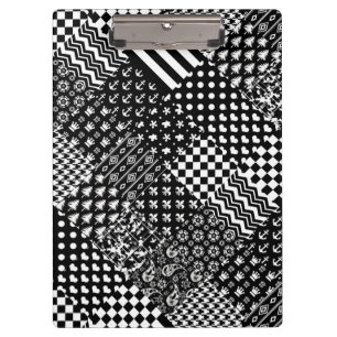 Minimalist Black White Mixed Pattern Style Clipboard
