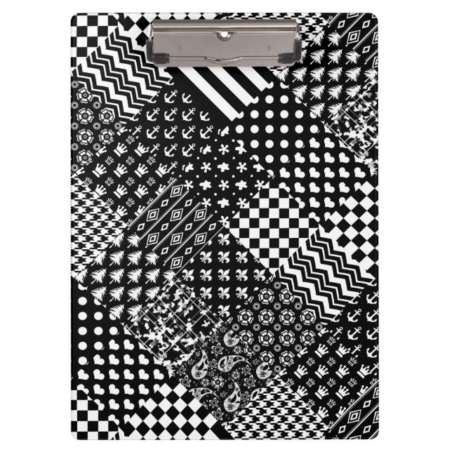 Minimalist Black White Mixed Pattern Style  Clipboard (Front)
