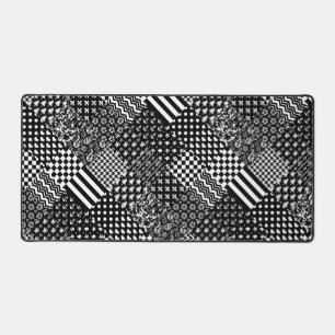 Minimalist Black White Mixed Pattern Style  Desk Mat