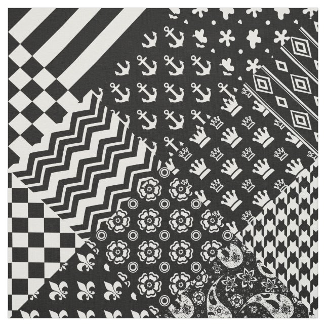 Minimalist Black White Mixed Pattern Style  Fabric (Swatch)