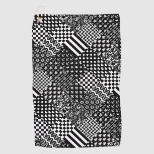 Minimalist Black White Mixed Pattern Style  Golf Towel