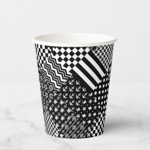 Minimalist Black White Mixed Pattern Style Paper Cups