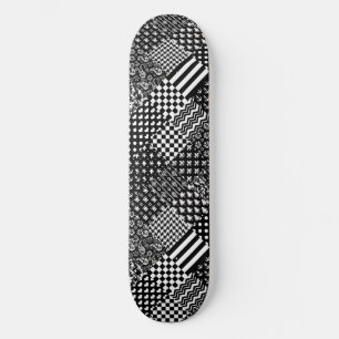 Minimalist Black White Mixed Pattern Style  Skateboard