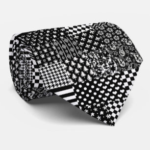 Minimalist Black White Mixed Pattern Style  Tie