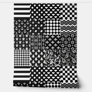 Minimalist Black White Mixed Pattern Style  Wallpaper