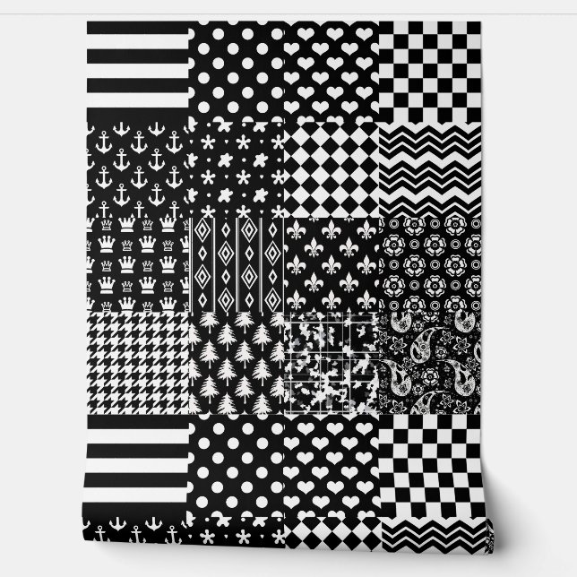 Minimalist Black White Mixed Pattern Style  Wallpaper (Unrolling)