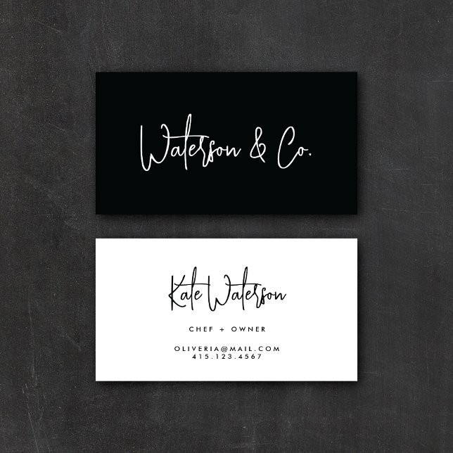 Minimalist Black & White Modern Calligraphy Script Business Card (Creator Uploaded)