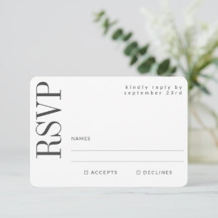Minimalist Black White Modern Elegant Wedding RSVP Card