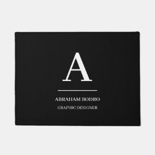 Minimalist Black & White Modern Monogram Doormat