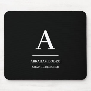 Minimalist Black White Modern Personalized  Mouse Pad