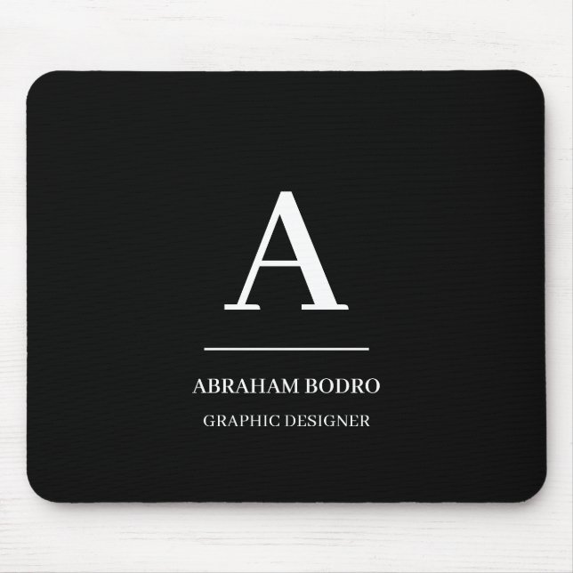 Minimalist Black White Modern Personalized  Mouse Pad (Front)