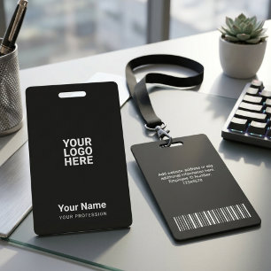 Minimalist Black White Modern Professional Employe ID Badge